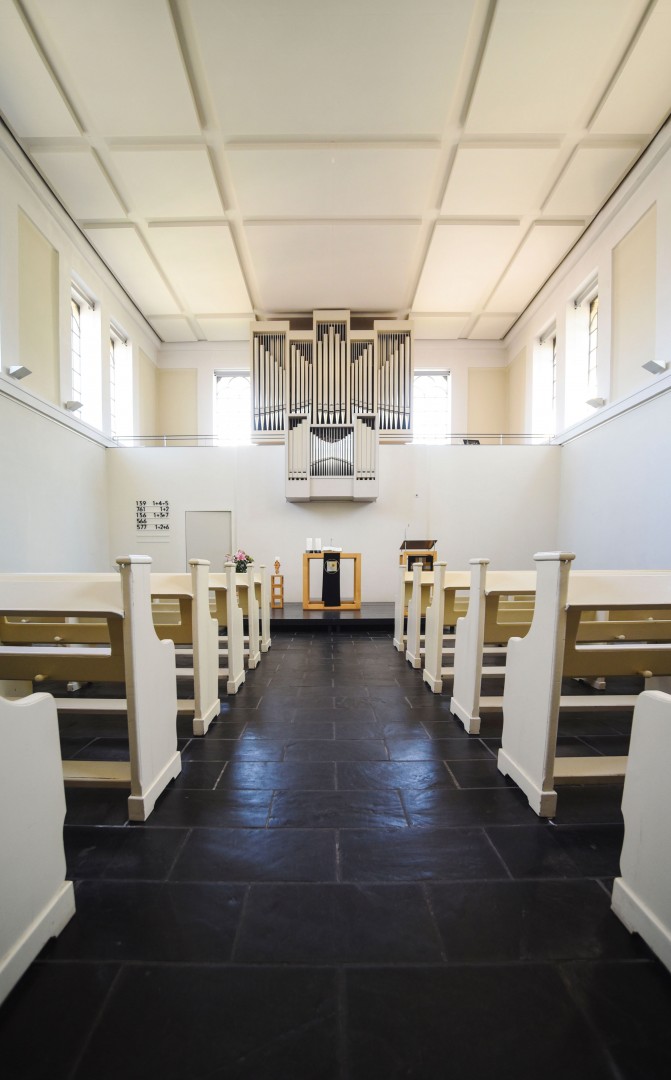 Blick in die Evangelische Kirche Büderich von der Eingangstür aus, Foto: Jana Bauch